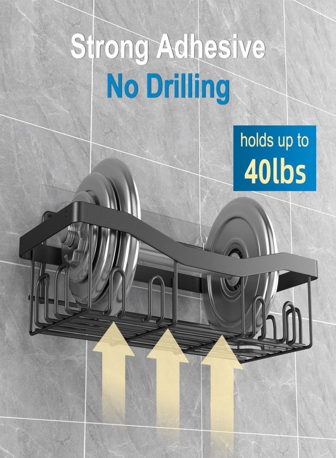JIALTO Bathroom Organiser Set, 2-in-1 Self-Adhesive Wall Mount Shelves with Soap Holder, No-Drill Installation, Rustproof Stainless Steel Bathroom Shelf (Black) - Image 5